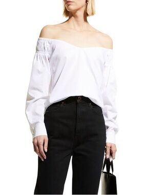 Harshman Hoku Smocked Off-the-Shoulder Long-Sleeve Blouse